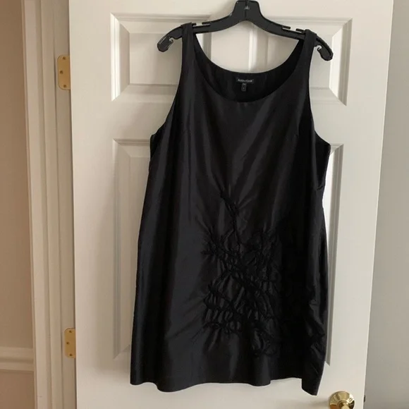 eileen fisher sleeveless silk dress Eileen Fisher Silk Dress Burgundy Side Ruched Stretch Sleeveless Lined 12  Petite